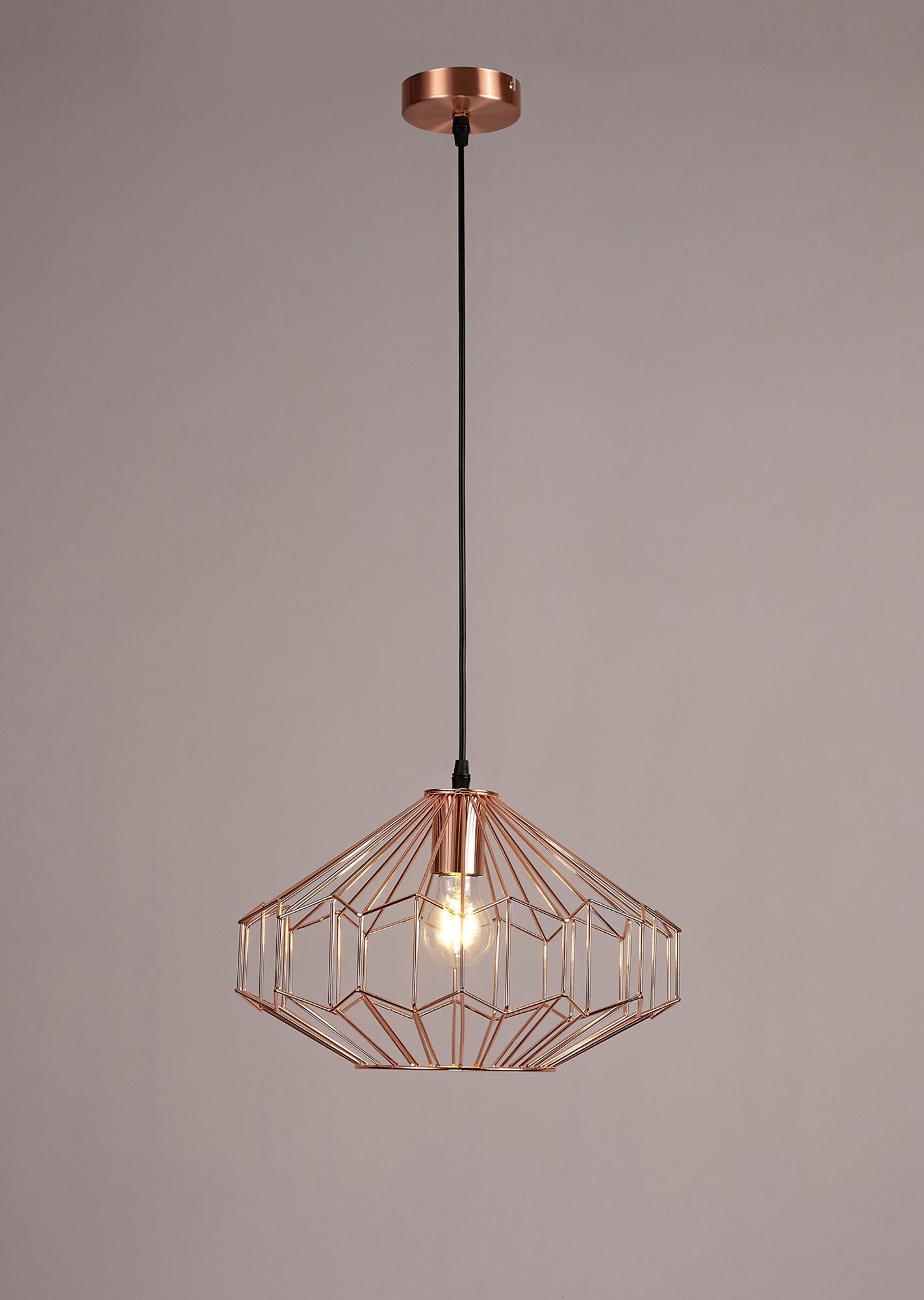 Bucklow Medium Pendant, 1 x E27, Antique Copper and Black 2