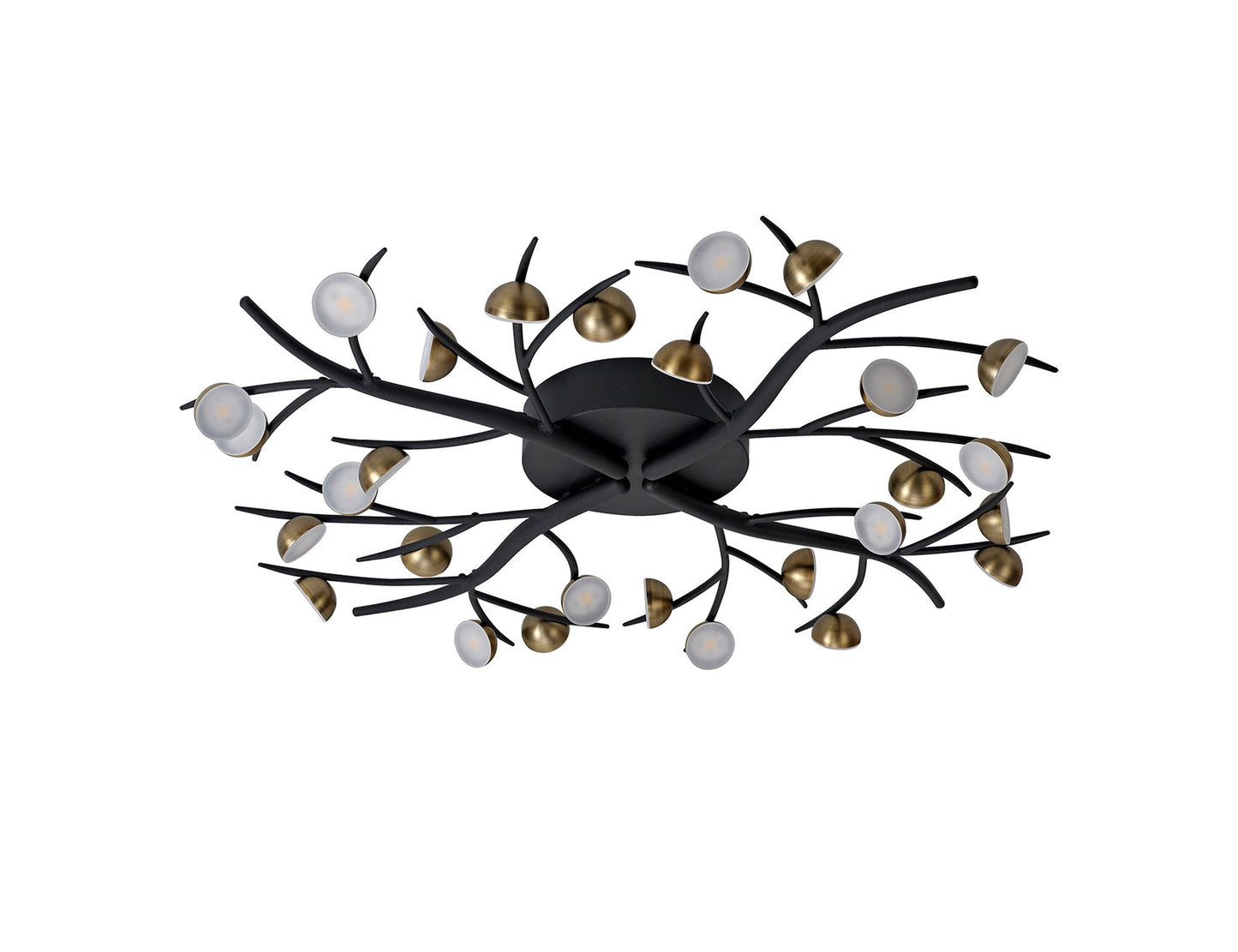 Budworth 28 Light Semi-Flush, 28 x 3W LED, 3000K, 4400lm, Black and Antique Brass, 3yrs Warranty