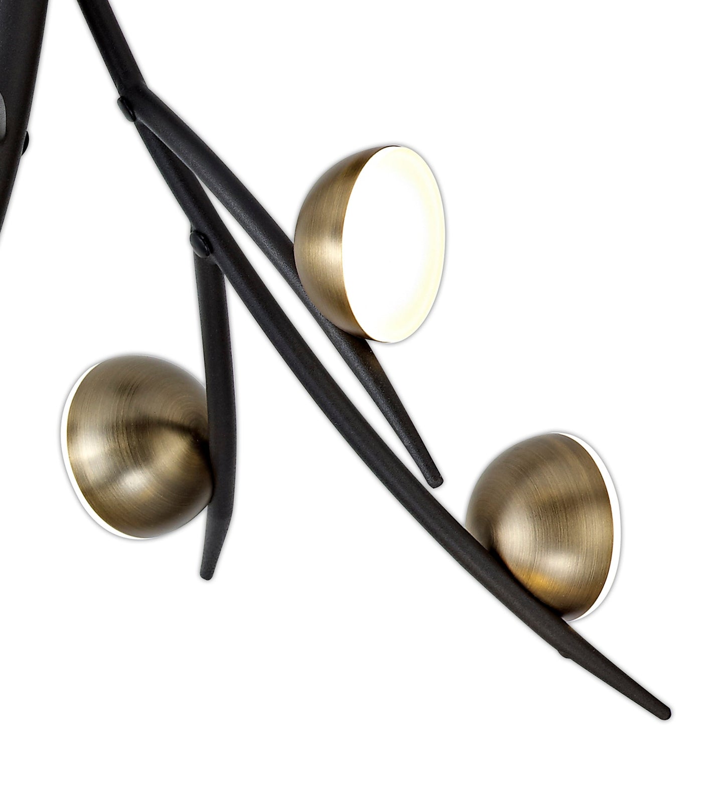 Budworth 8 Light Ceiling Pendant, 8 x 3W LED, 3000K, 1320lm, Black and Antique Brass, 3yrs Warranty