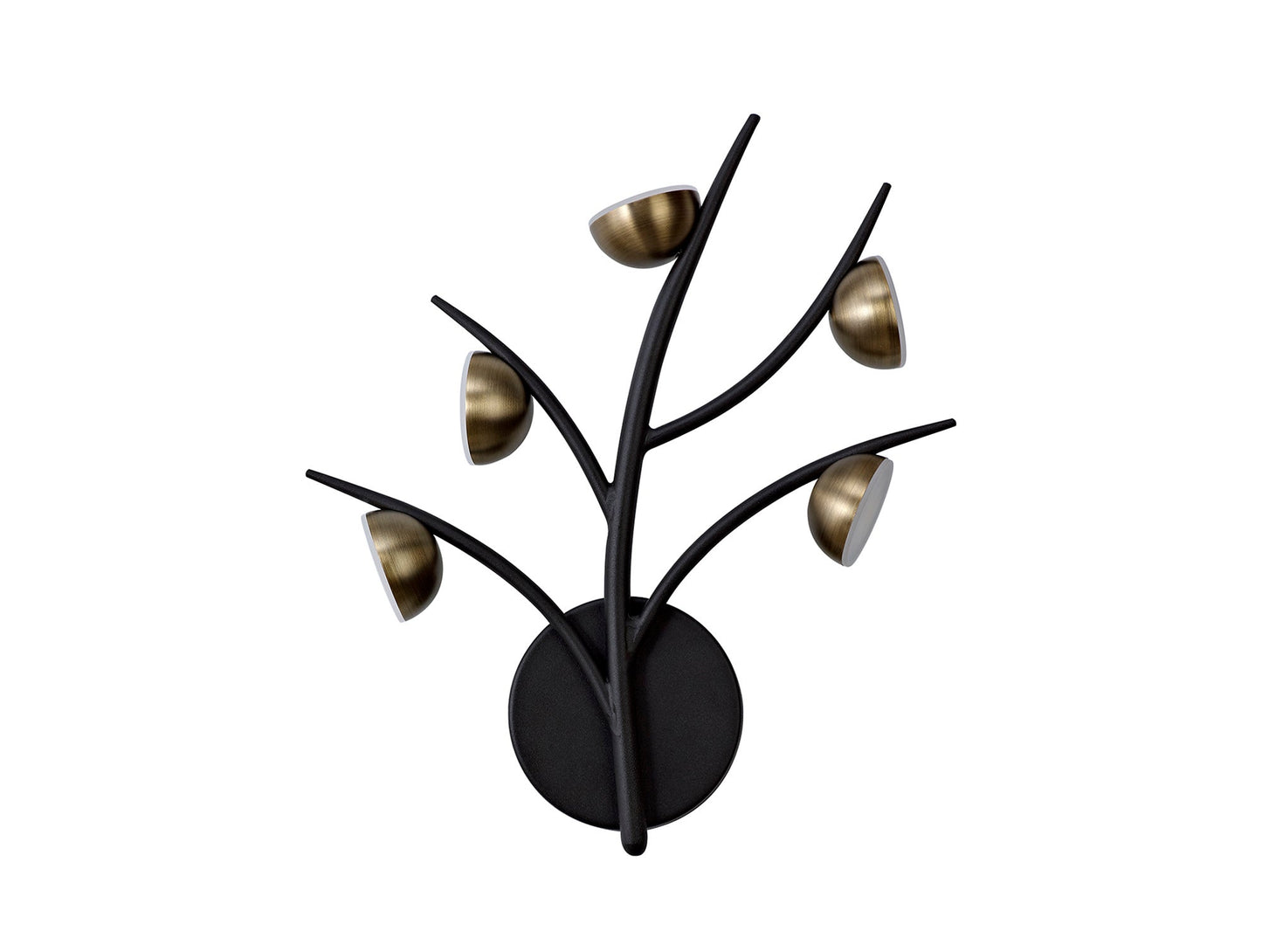 Budworth 5 Light Wall Lamp, 5 x 3W LED, 3000K, 825lm, Black and Antique Brass, 3yrs Warranty