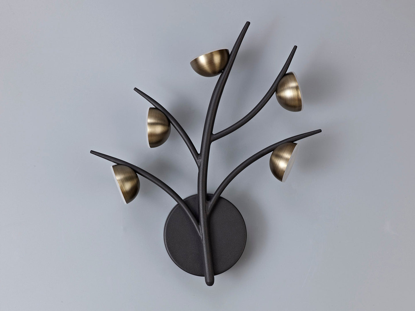 Budworth 5 Light Wall Lamp, 5 x 3W LED, 3000K, 825lm, Black and Antique Brass, 3yrs Warranty