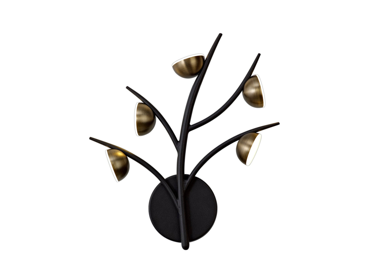 Budworth 5 Light Wall Lamp, 5 x 3W LED, 3000K, 825lm, Black and Antique Brass, 3yrs Warranty