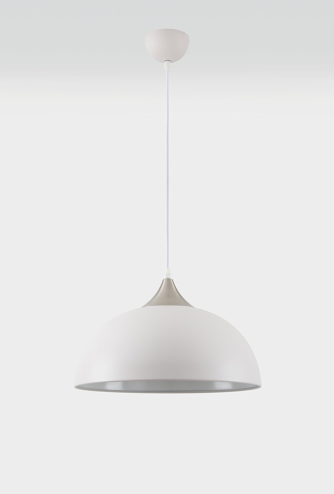 Burton 38cm Small Pendant, 1 x E27, Sand White and Satin Nickel 2