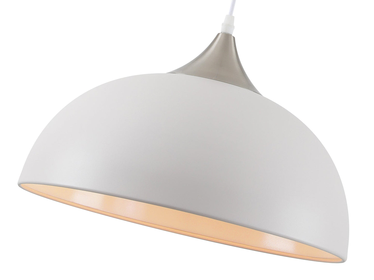Burton 38cm Small Pendant, 1 x E27, Sand White and Satin Nickel 2