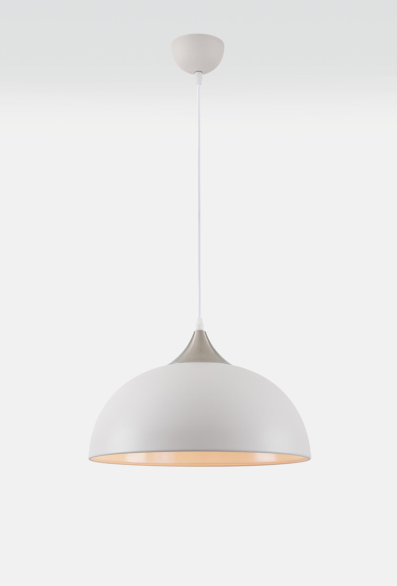 Burton 38cm Small Pendant, 1 x E27, Sand White and Satin Nickel 2