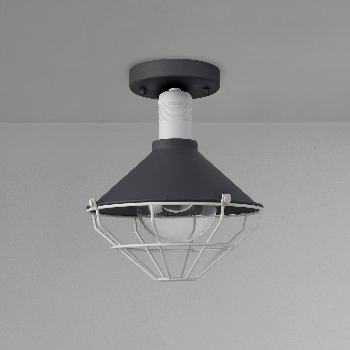 Buttermere Semi-Flush Ceiling, 1 Light E27, IP65, Anthracite and Matt White, 2yrs Warranty