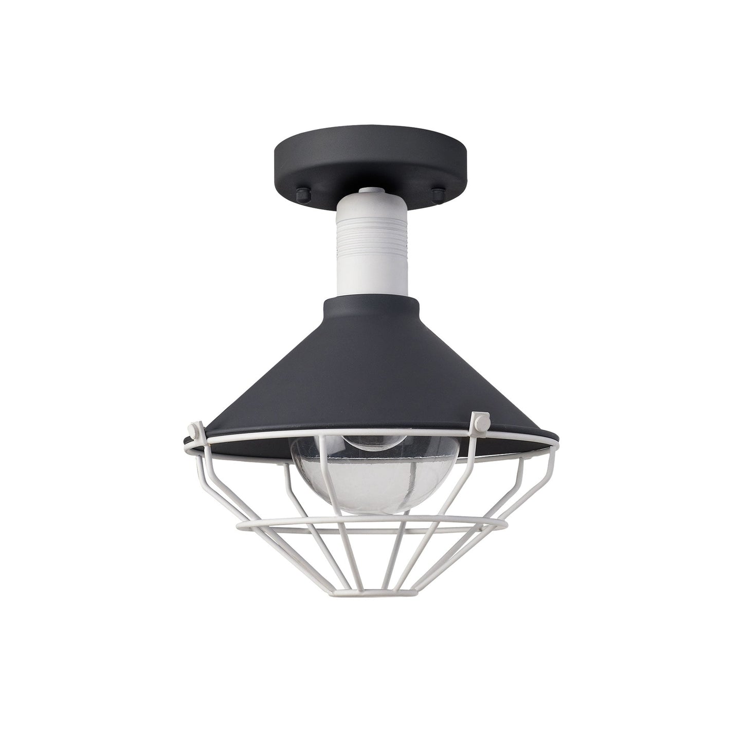Buttermere Semi-Flush Ceiling, 1 Light E27, IP65, Anthracite and Matt White, 2yrs Warranty