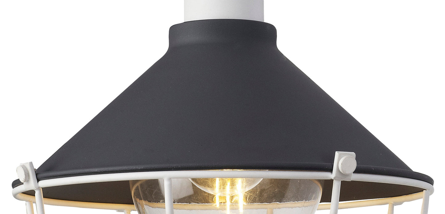 Buttermere Semi-Flush Ceiling, 1 Light E27, IP65, Anthracite and Matt White, 2yrs Warranty