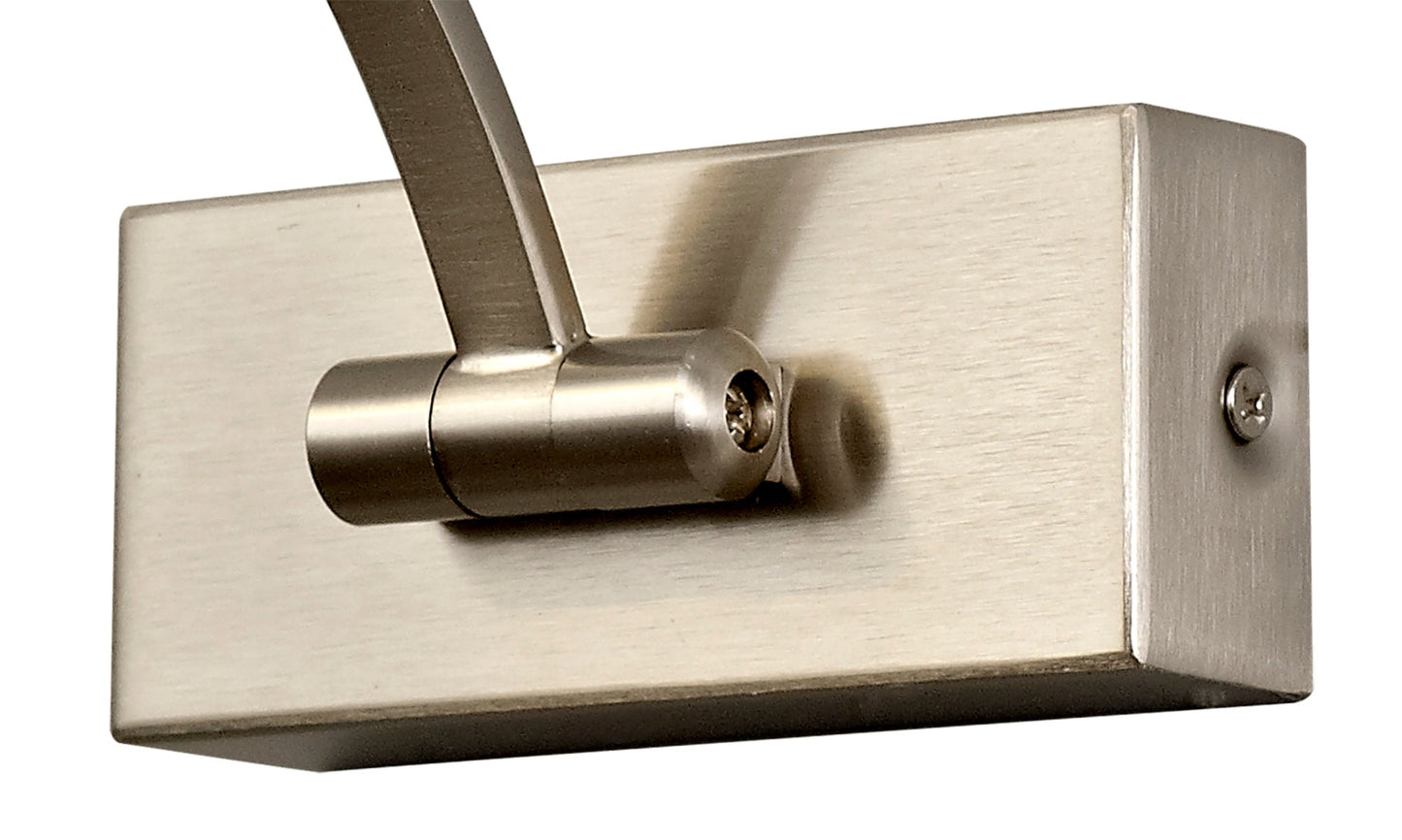 Chorley Small 1 Arm Wall Lamp and Picture Light, 1 x 6W LED, 3000K, 470lm, Satin Nickel, 3yrs Warranty