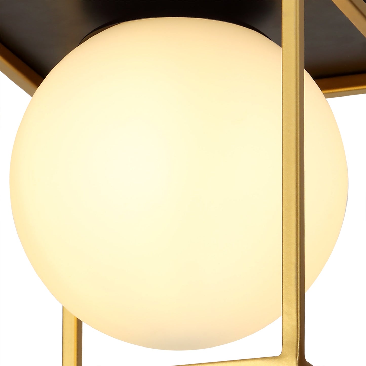 Christleton Square Ceiling Flush, 1 Light E14, Matt Black and Painted Gold