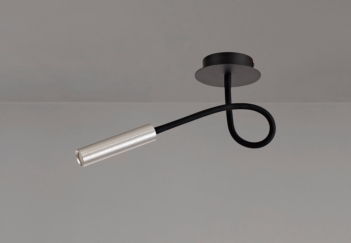 Clifton Ceiling, 1 Light Adjustable Arm, 1 x 5W LED, 3000K, 310lm, Black and Aluminium, 3yrs Warranty