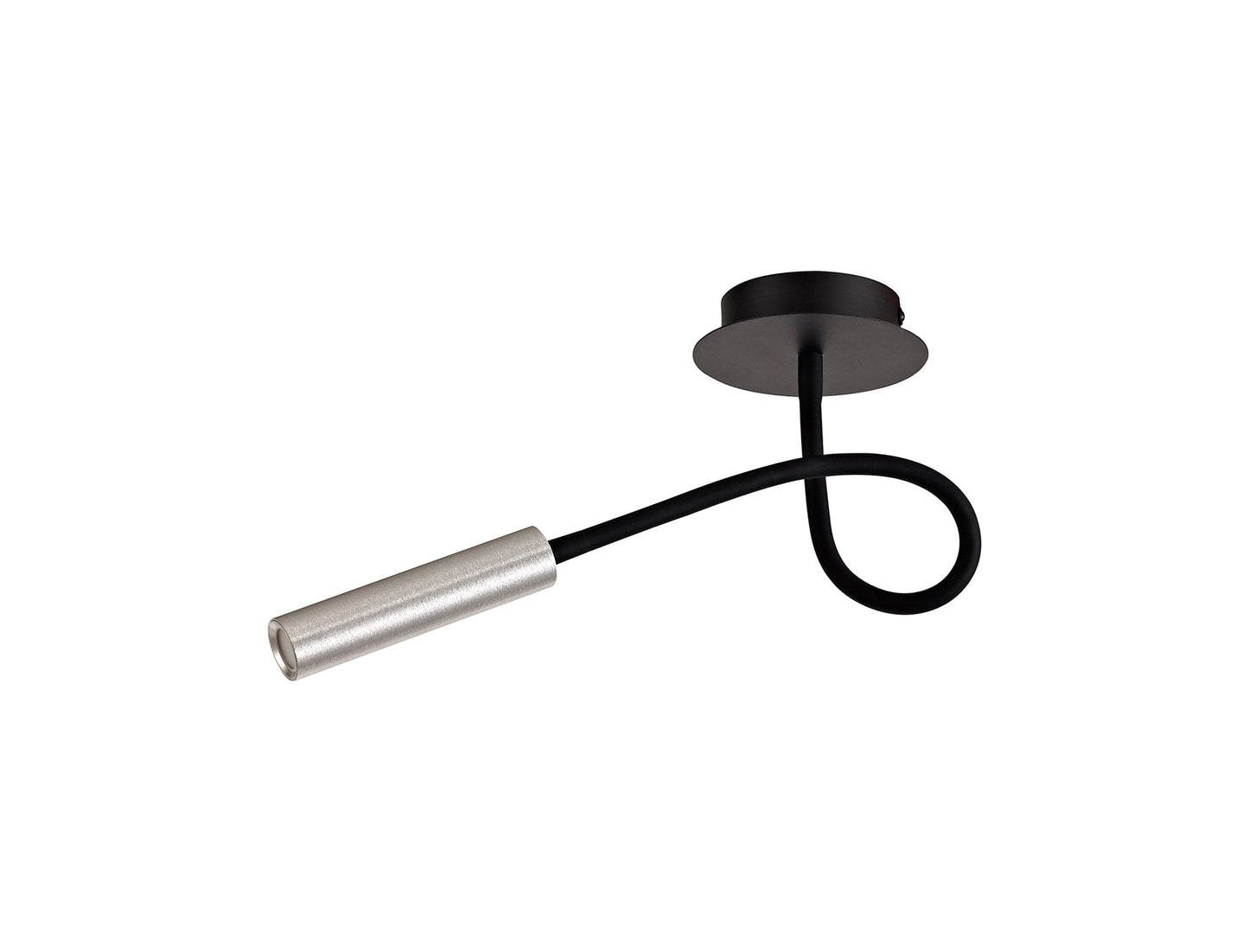 Clifton Ceiling, 1 Light Adjustable Arm, 1 x 5W LED, 3000K, 310lm, Black and Aluminium, 3yrs Warranty