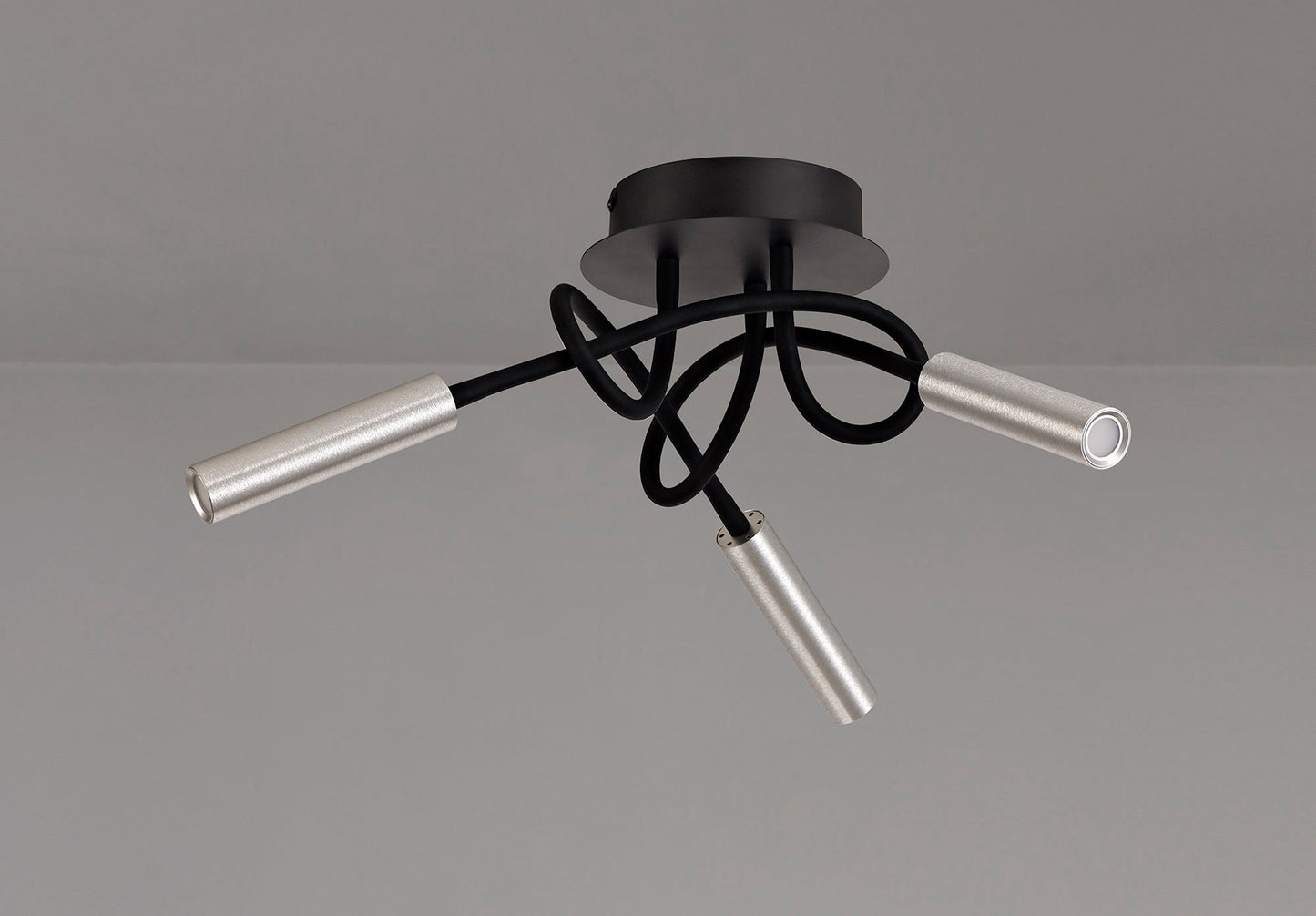 Clifton Ceiling, 3 Light Adjustable Arms, 3 x 5W LED Dimmable, 3000K, 930lm, Black and Aluminium, 3yrs Warranty