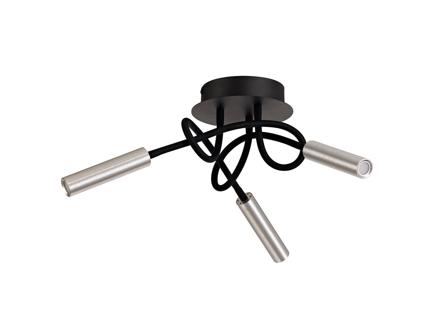 Clifton Ceiling, 3 Light Adjustable Arms, 3 x 5W LED Dimmable, 3000K, 930lm, Black and Aluminium, 3yrs Warranty