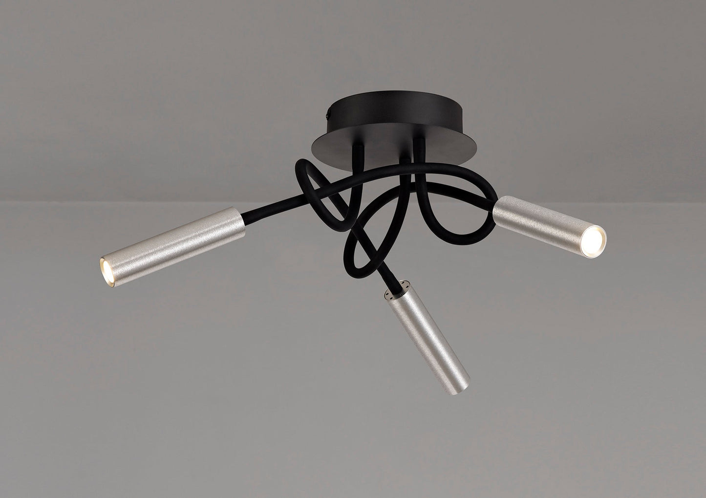 Clifton Ceiling, 3 Light Adjustable Arms, 3 x 5W LED Dimmable, 3000K, 930lm, Black and Aluminium, 3yrs Warranty