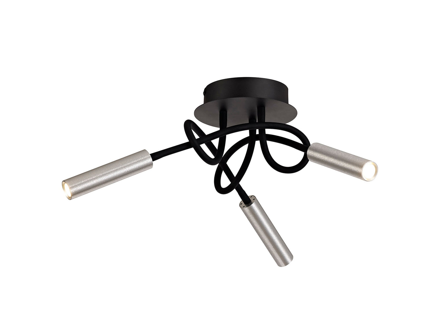 Clifton Ceiling, 3 Light Adjustable Arms, 3 x 5W LED Dimmable, 3000K, 930lm, Black and Aluminium, 3yrs Warranty