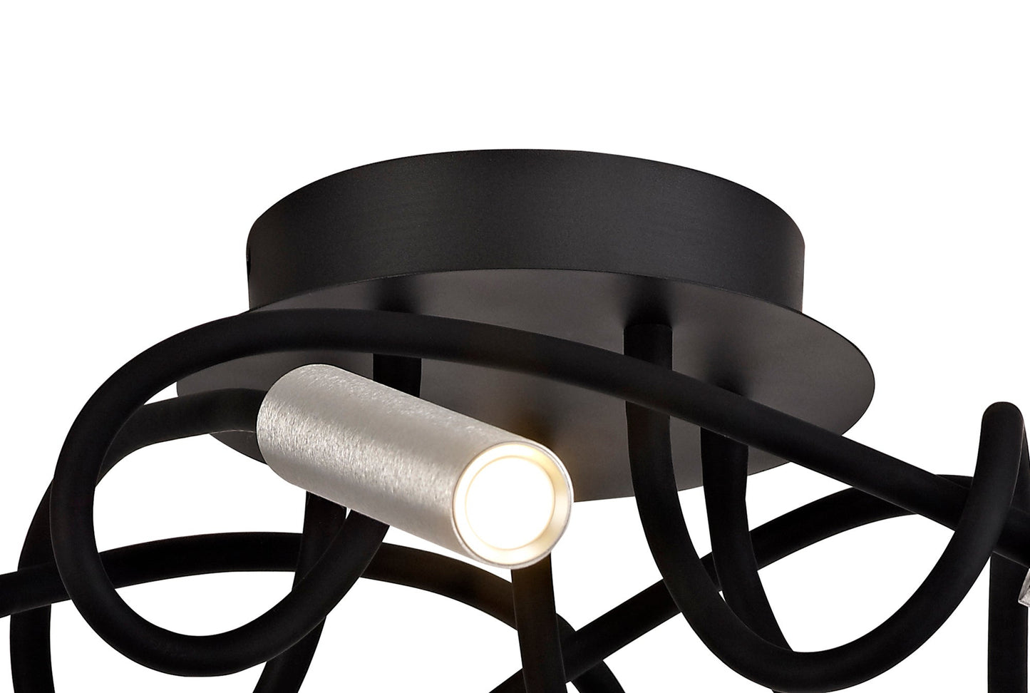 Clifton Ceiling, 5 Light Adjustable Arms, 5 x 5W LED Dimmable, 3000K, 1550lm, Black and Aluminium, 3yrs Warranty