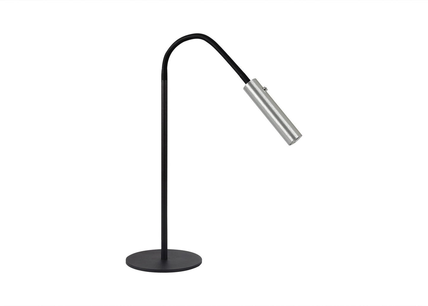 Clifton Table Lamp, 1 Light Adjustable Switched, 1 x 7W LED, 3000K, 436lm, Black and Aluminium, 3yrs Warranty