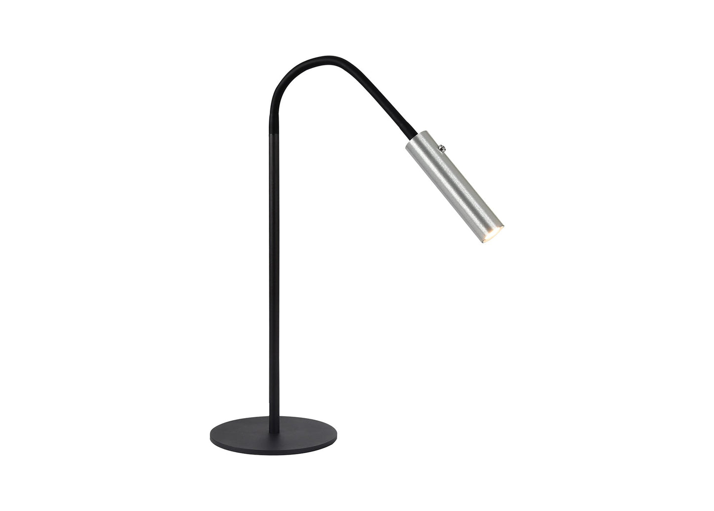 Clifton Table Lamp, 1 Light Adjustable Switched, 1 x 7W LED, 3000K, 436lm, Black and Aluminium, 3yrs Warranty