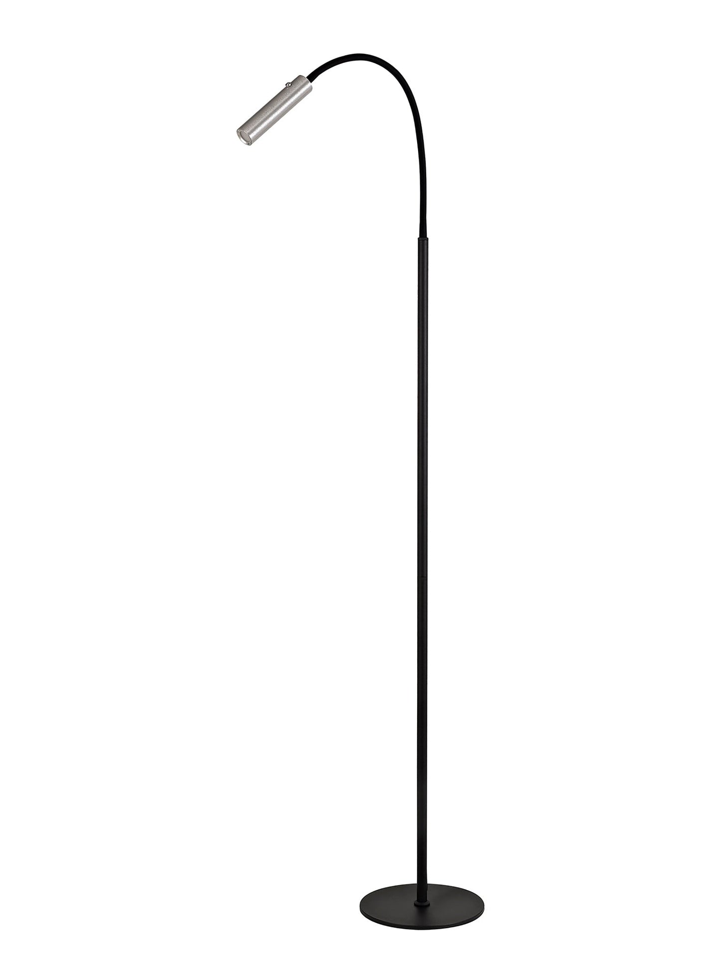 Clifton Floor Lamp, 1 Light Adjustable Switched, 1 x 7W LED, 3000K, 436lm, Black and Aluminium, 3yrs Warranty