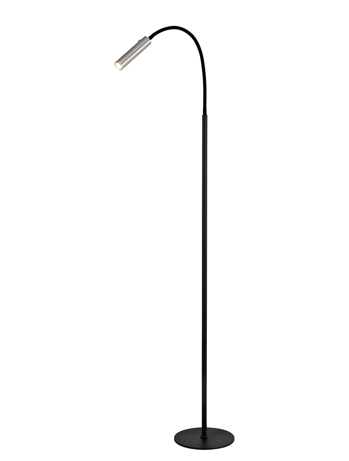 Clifton Floor Lamp, 1 Light Adjustable Switched, 1 x 7W LED, 3000K, 436lm, Black and Aluminium, 3yrs Warranty