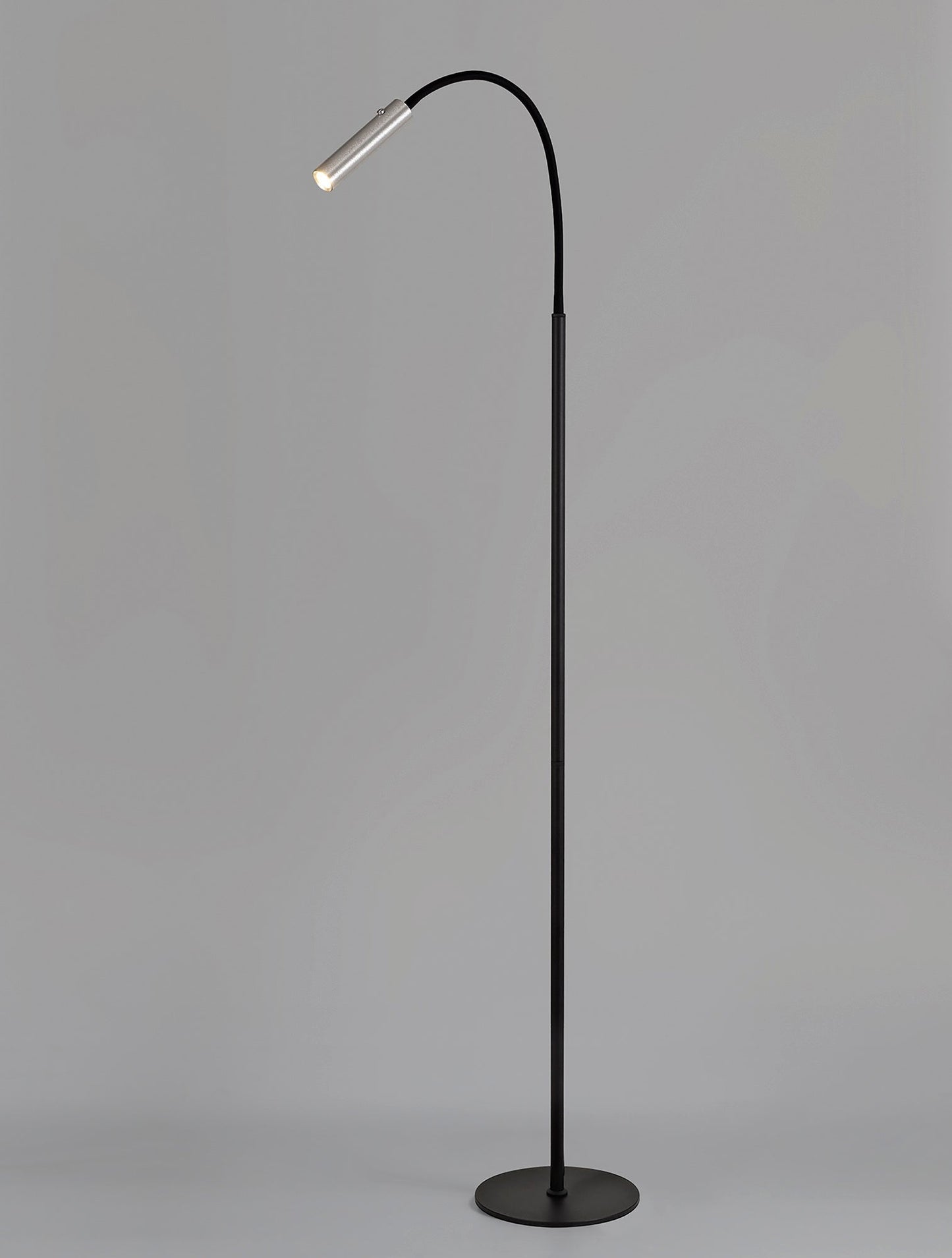 Clifton Floor Lamp, 1 Light Adjustable Switched, 1 x 7W LED, 3000K, 436lm, Black and Aluminium, 3yrs Warranty