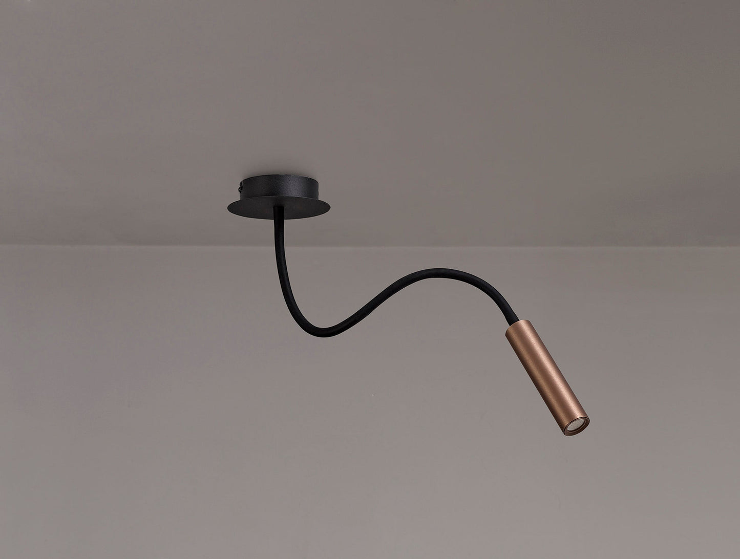 Clifton Ceiling, 1 Light Adjustable Arm, 1 x 5W LED, 3000K, 310lm, Black and Satin Copper, 3yrs Warranty