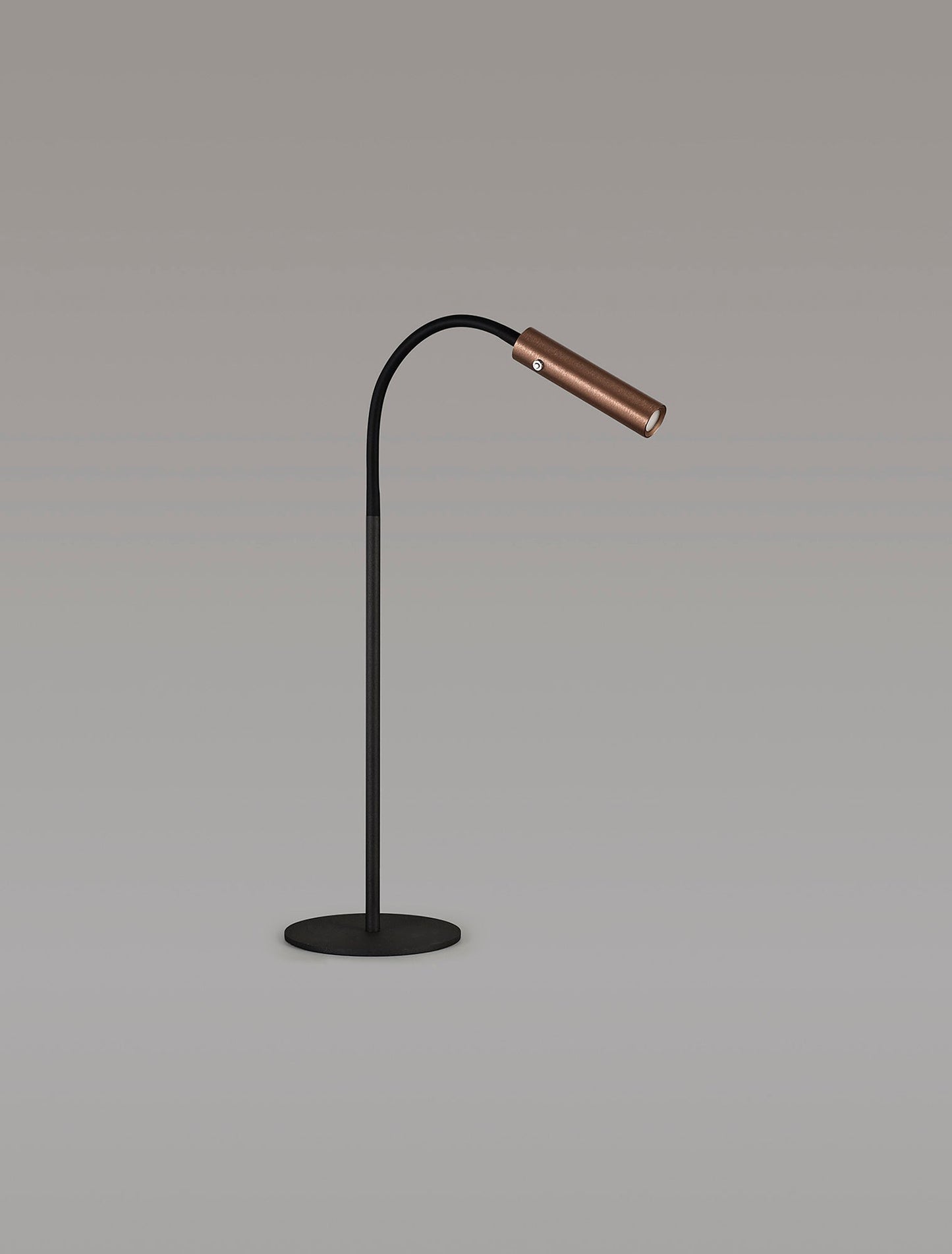Clifton Table Lamp, 1 Light Adjustable Switched, 1 x 7W LED, 3000K, 436lm, Black and Satin Copper, 3yrs Warranty