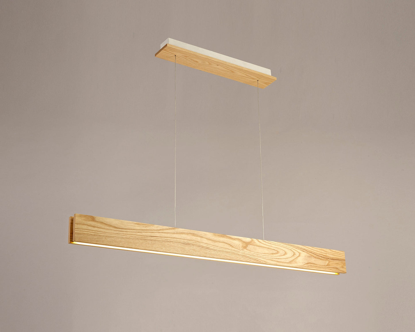 Clutton Linear Pendant , 2 x 20W LED, 3000K, 1662lm, Oak, Matt White, 3yrs Warranty