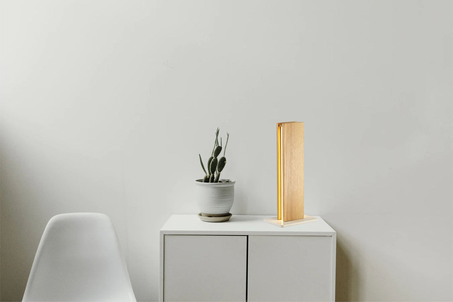 Clutton Floor Lamp, 2 x 18W LED, 3000K, 1560lm, Oak and Matt White, 3yrs Warranty