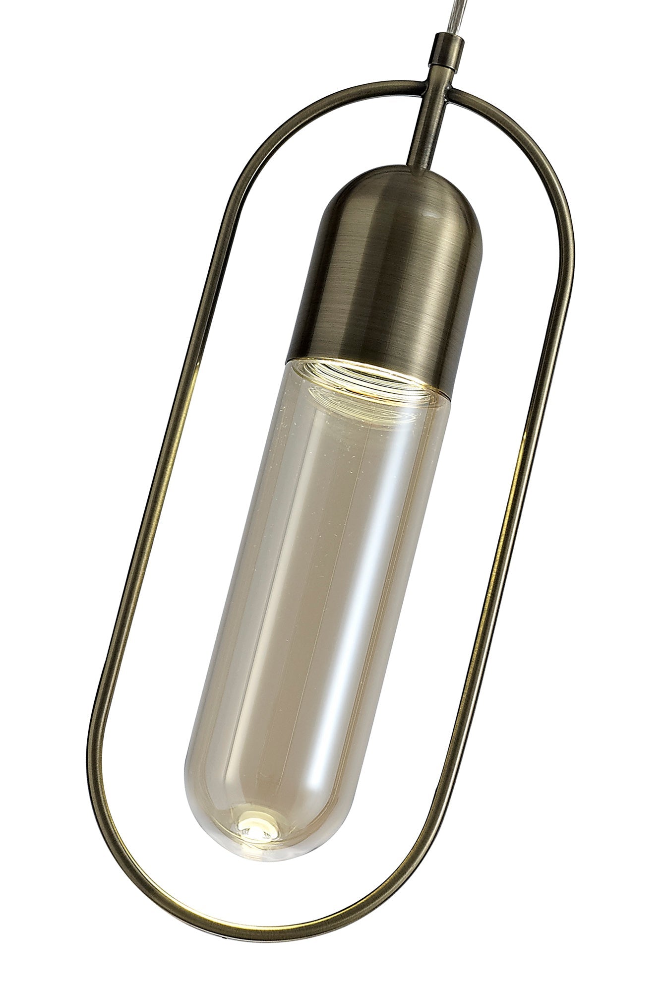Cranford Rectangular Pendant, 1 x 7W LED, 4000K, 790lm, Antique Brass and Amber, 3yrs Warranty 2