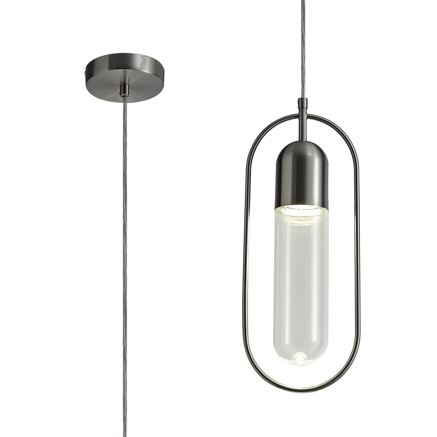 Cranford Pendant, 1 x 7W LED, 4000K, 790lm, Satin Nickel and Clear, 3yrs Warranty 2