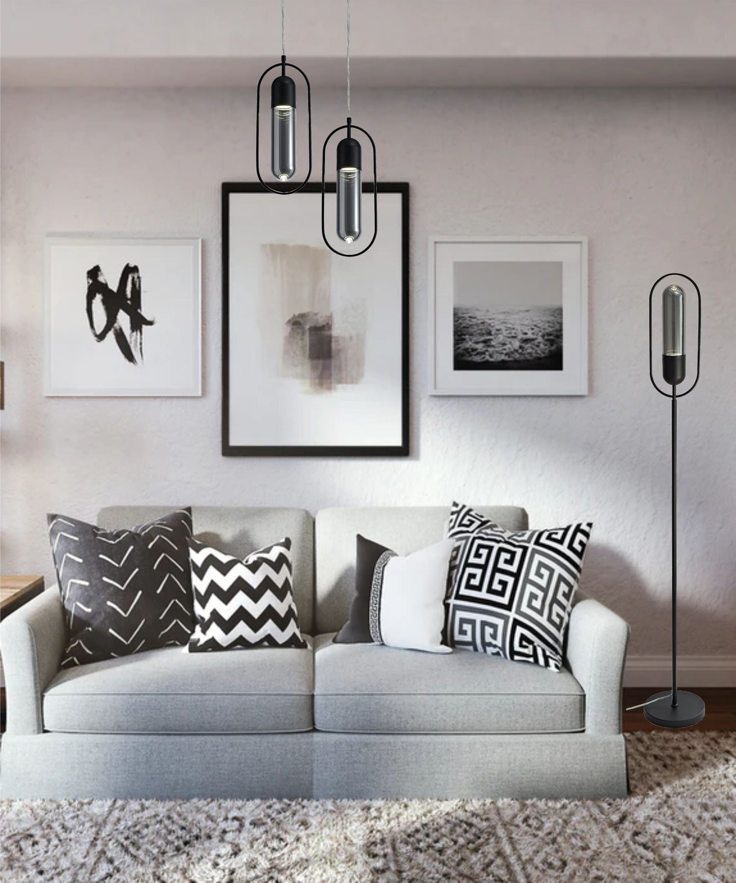 Cranford Floor Lamp, 1 x 7W LED, 4000K, 790lm, Satin Nickel and Clear, 3yrs Warranty 2