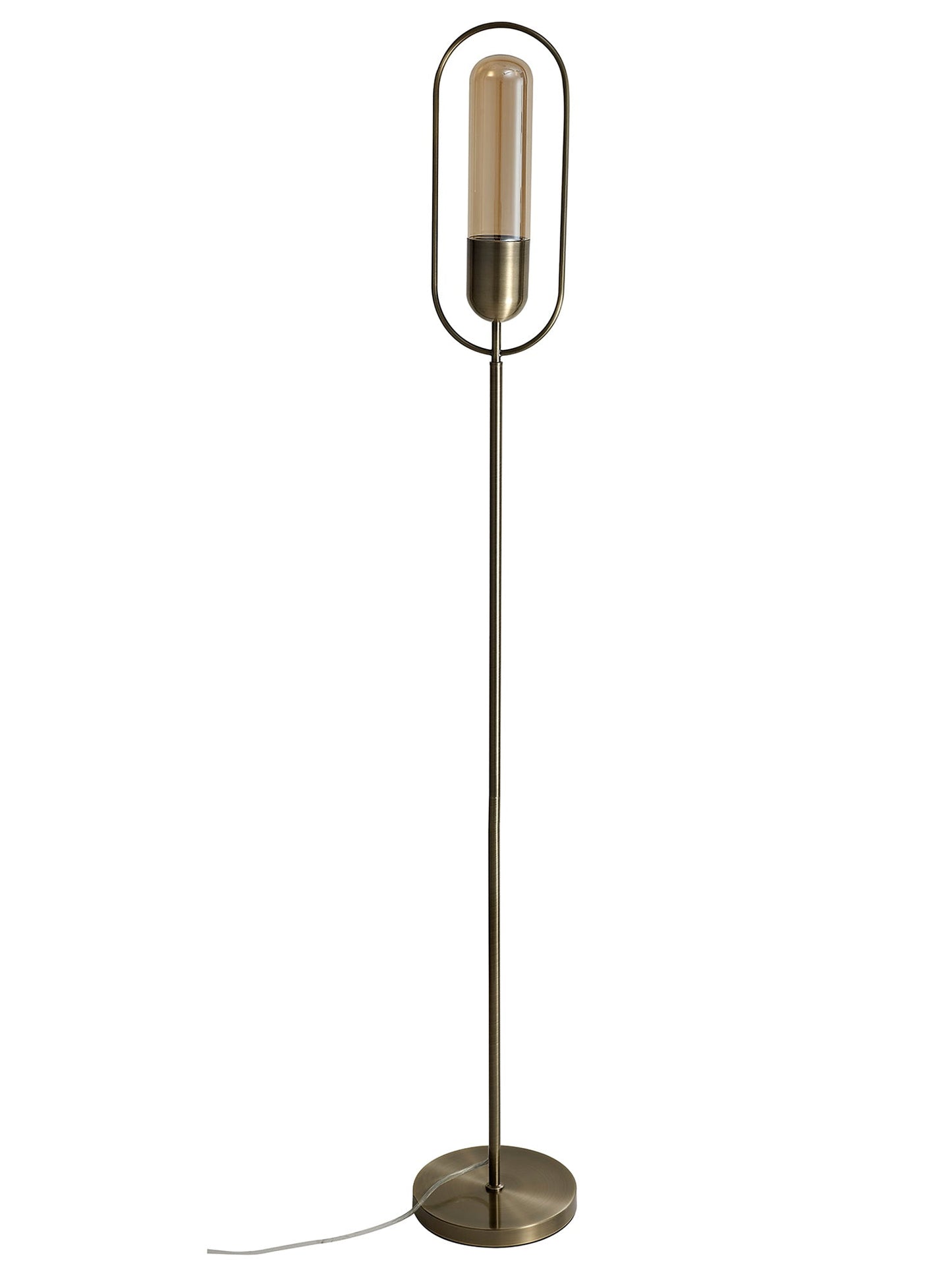 Cranford Floor Lamp, 1 x 7W LED, 4000K, 790lm, Antique Brass and Amber, 3yrs Warranty 2