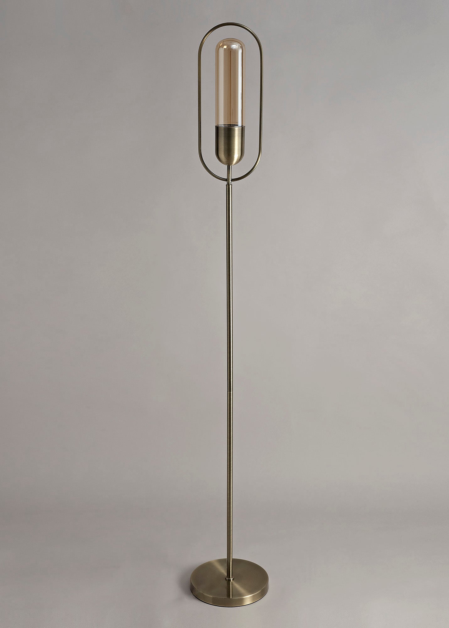 Cranford Floor Lamp, 1 x 7W LED, 4000K, 790lm, Antique Brass and Amber, 3yrs Warranty 2