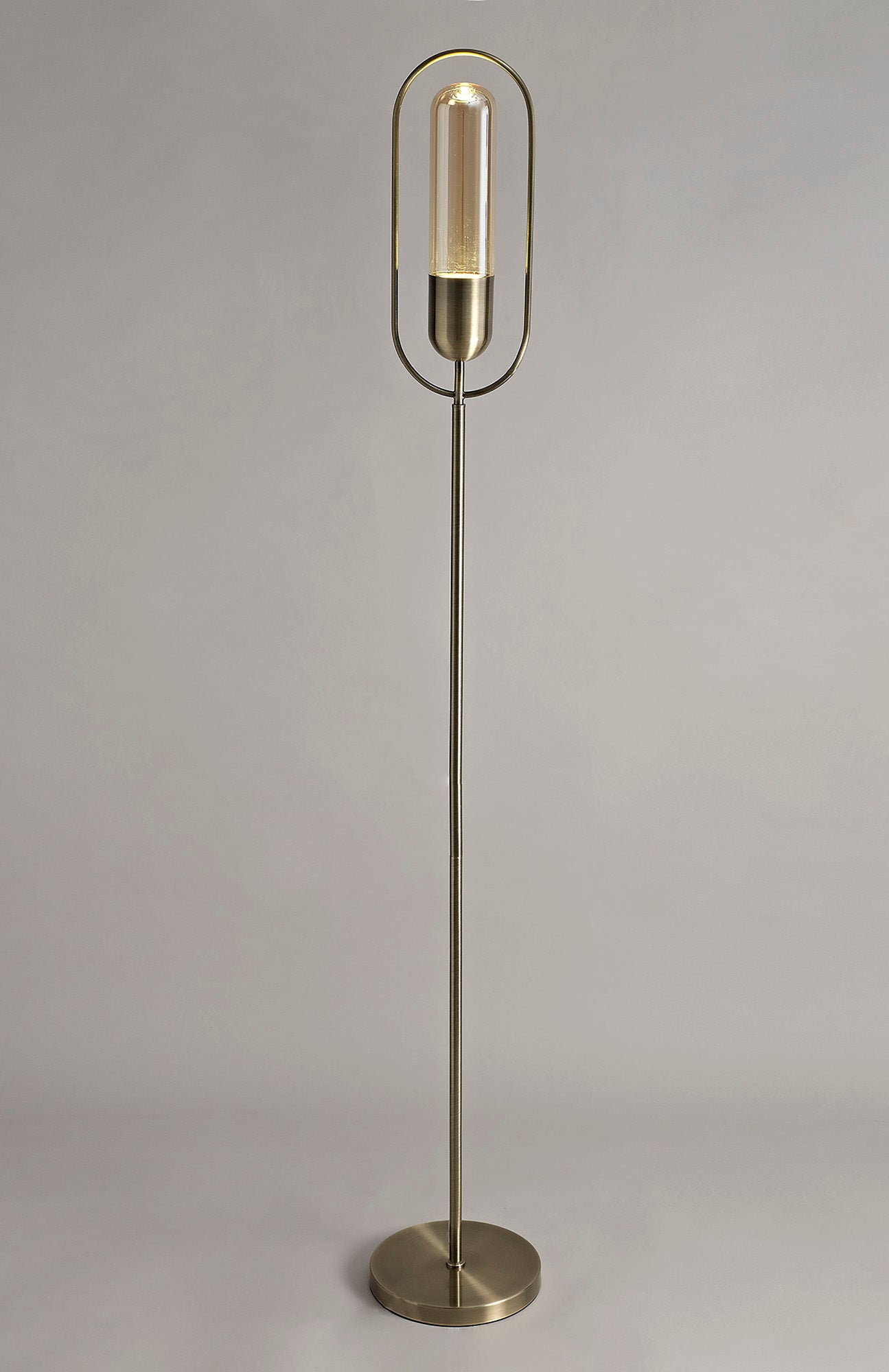 Cranford Floor Lamp, 1 x 7W LED, 4000K, 790lm, Antique Brass and Amber, 3yrs Warranty 2