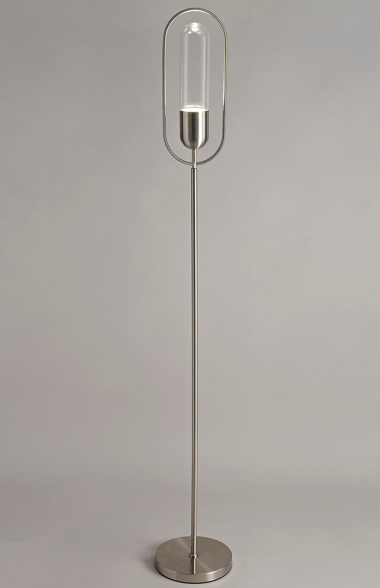 Cranford Floor Lamp, 1 x 7W LED, 4000K, 790lm, Satin Nickel and Clear, 3yrs Warranty 2