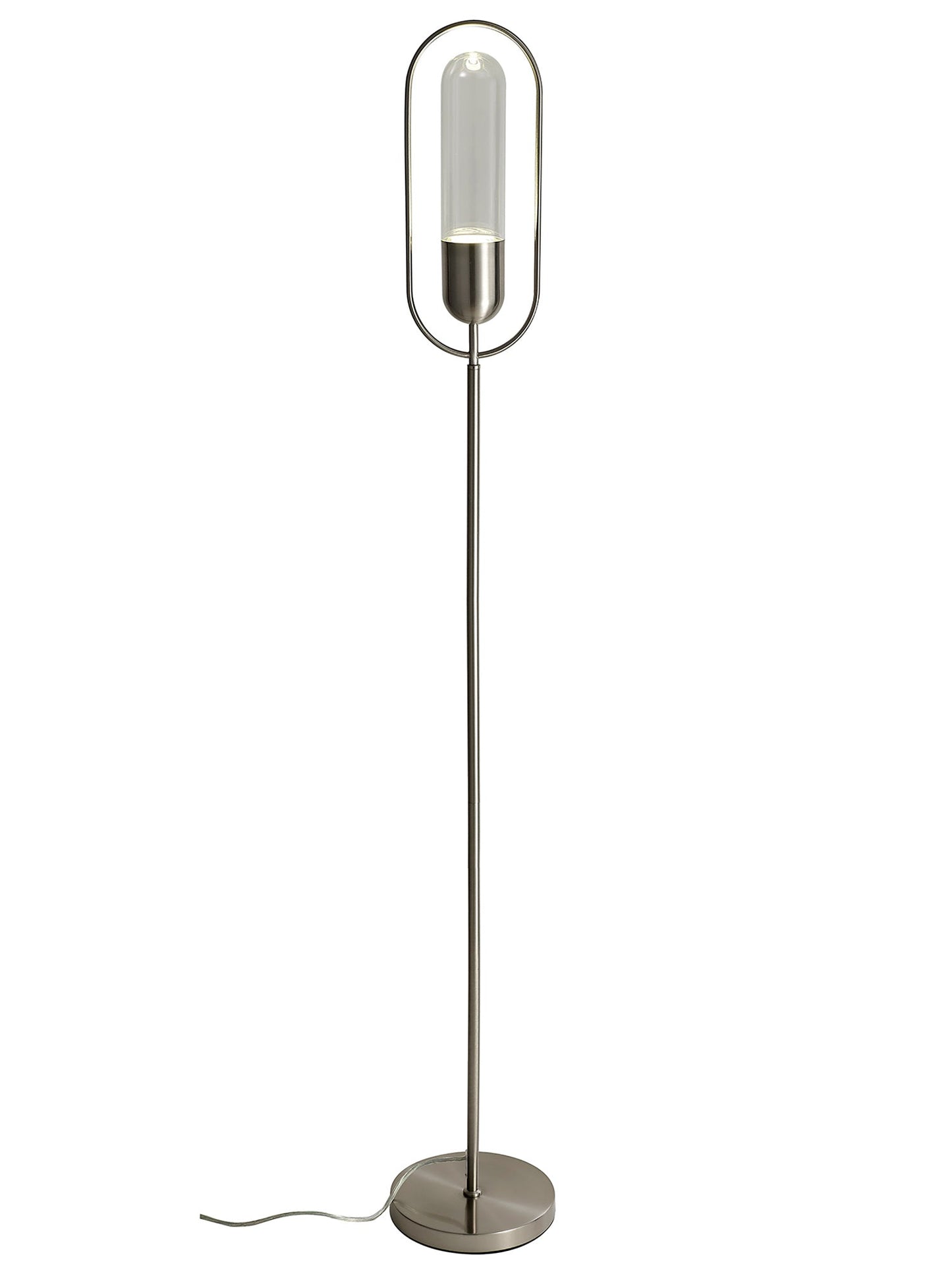 Cranford Floor Lamp, 1 x 7W LED, 4000K, 790lm, Satin Nickel and Clear, 3yrs Warranty 2