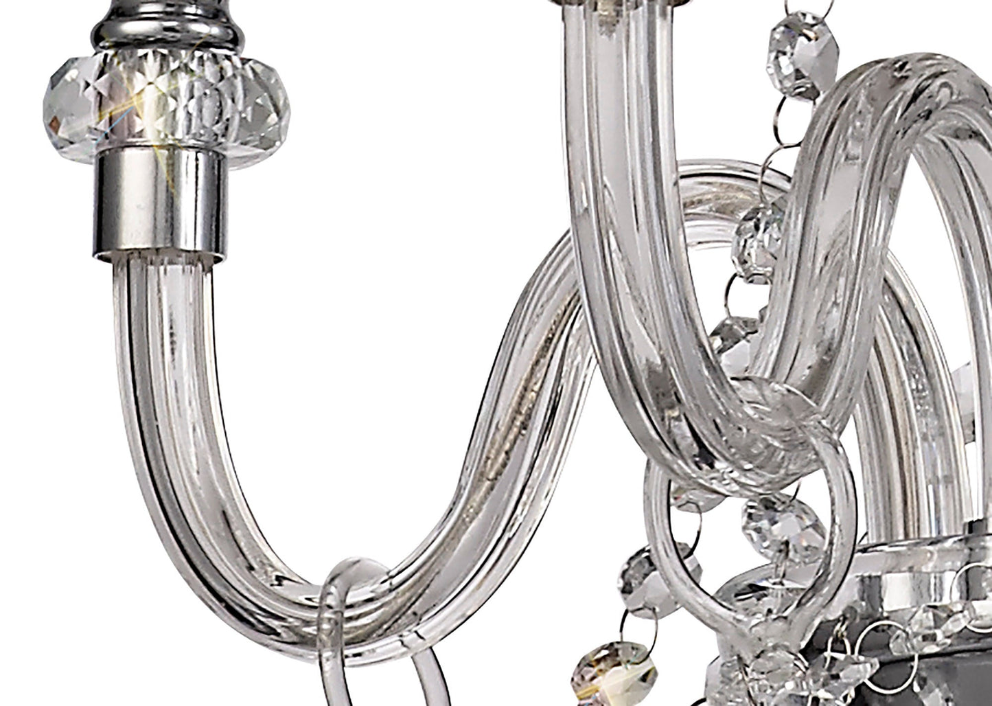 Damson Chandelier Pendant, 4 Light E14, Polished Chrome and Clear Glass and Crystal