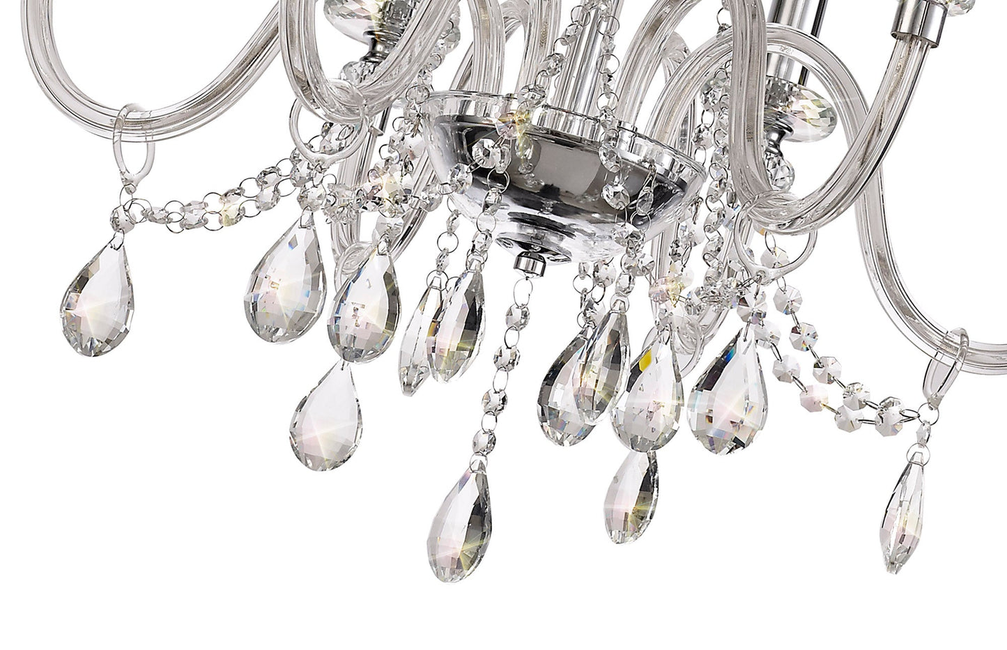 Damson Chandelier Pendant, 6 Light E14, Polished Chrome and Clear Glass and Crystal, ITEM REQUIRES CONSTRUCTION and CONNECTION