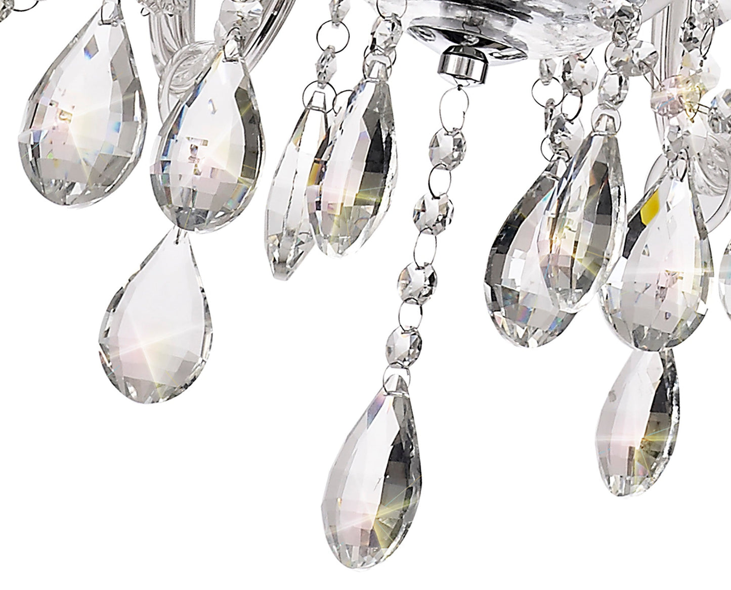 Damson Chandelier Pendant, 6 Light E14, Polished Chrome and Clear Glass and Crystal, ITEM REQUIRES CONSTRUCTION and CONNECTION