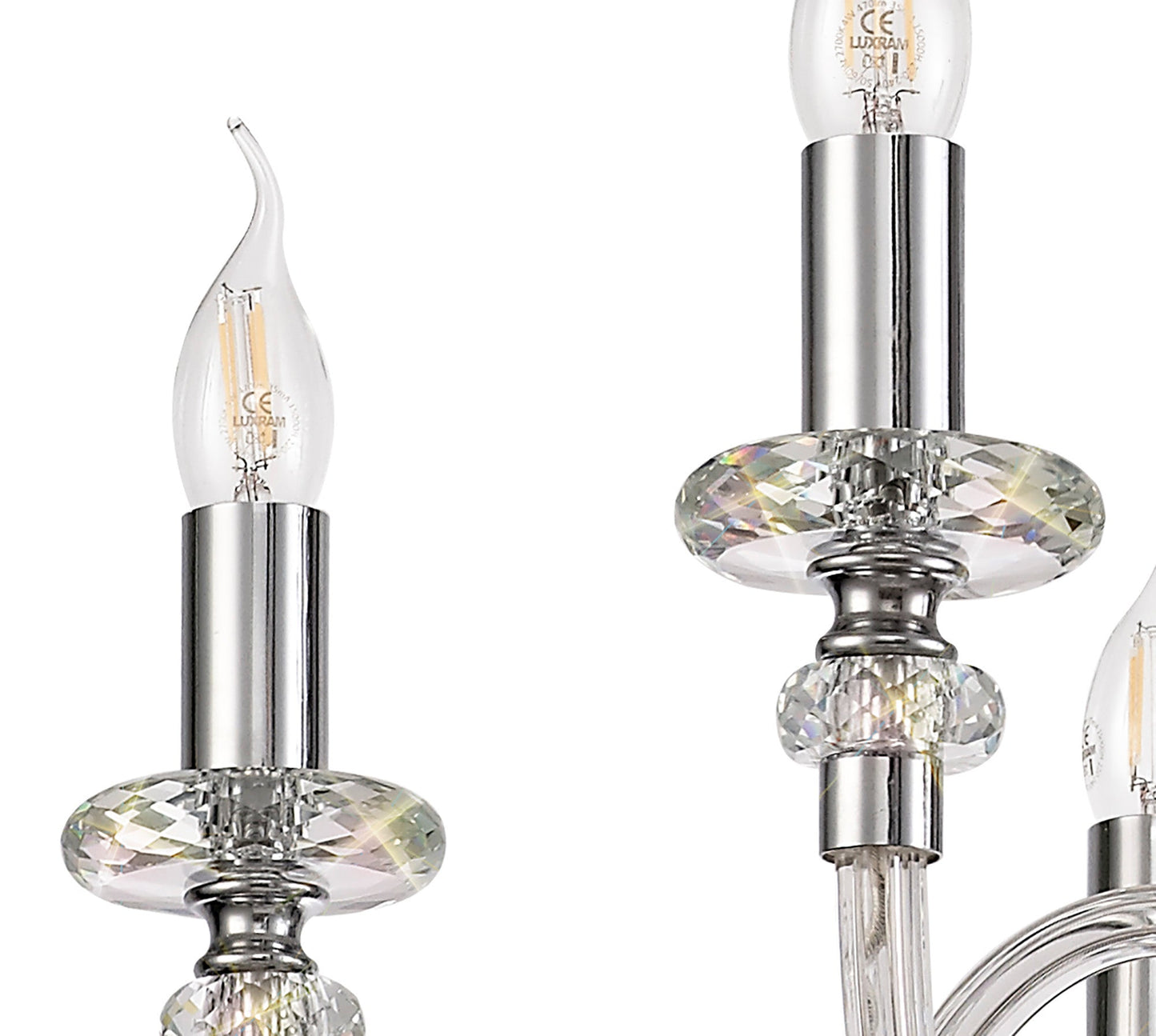 Damson Chandelier Pendant, 6 Light E14, Polished Chrome and Clear Glass and Crystal, ITEM REQUIRES CONSTRUCTION and CONNECTION