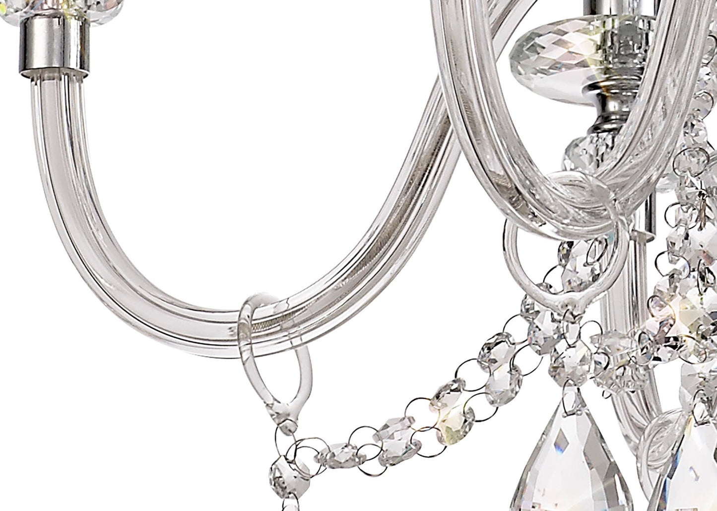 Damson Chandelier Pendant, 6 Light E14, Polished Chrome and Clear Glass and Crystal, ITEM REQUIRES CONSTRUCTION and CONNECTION