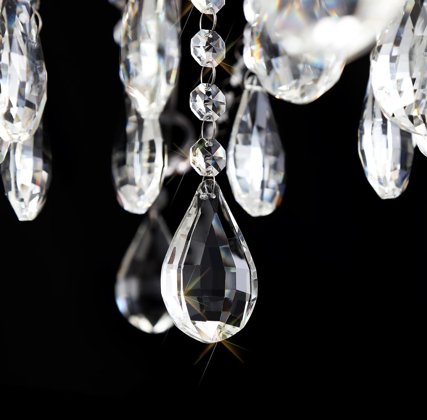 Damson Chandelier Pendant, 8 Light E14, Polished Chrome and Clear Glass and Crystal, ITEM REQUIRES CONSTRUCTION and CONNECTION