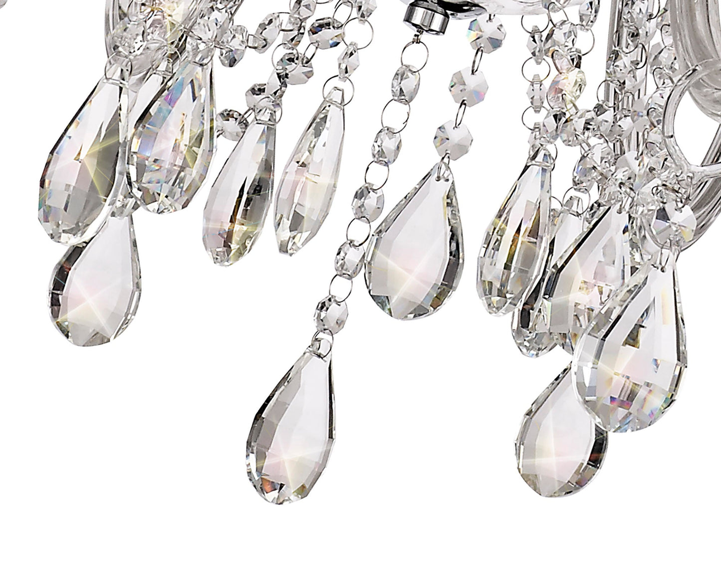 Damson Chandelier Pendant, 8 Light E14, Polished Chrome and Clear Glass and Crystal, ITEM REQUIRES CONSTRUCTION and CONNECTION