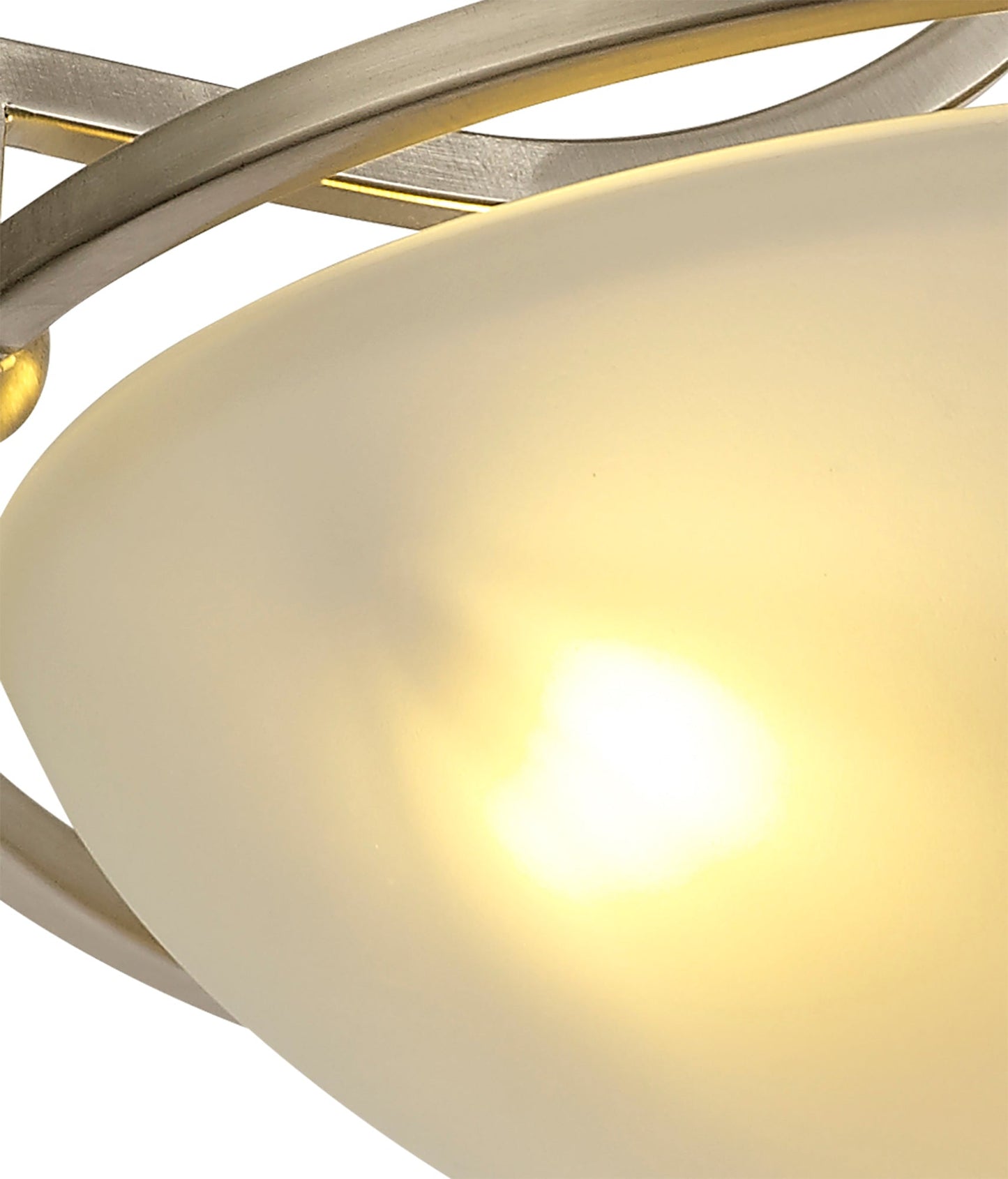 Davey Semi-Flush Ceiling, 3 Light E27, Satin Nickel and Frosted Glass