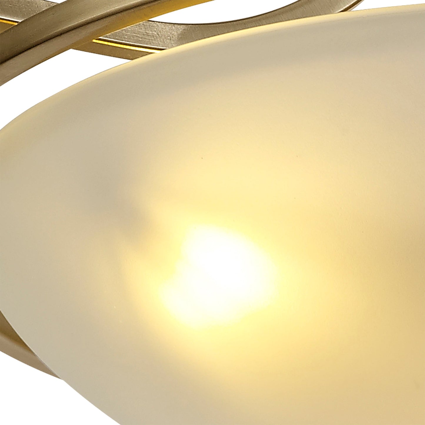 Davey Semi-Flush Ceiling, 3 Light E27, Antique Brass and Frosted Glass