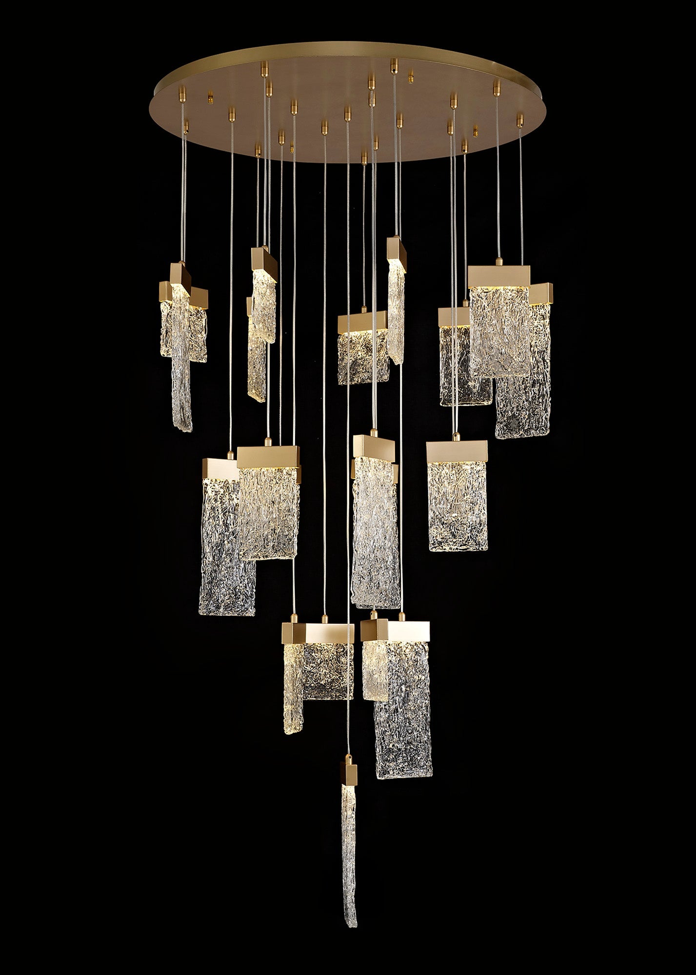 Delamere Pendant Round 5m, 21 x 4.5W LED, 3000K, 3360lm, Painted Brushed Gold, 3yrs Warranty