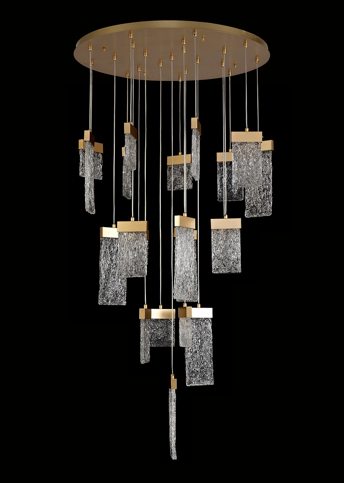 Delamere Pendant Round 5m, 21 x 4.5W LED, 3000K, 3360lm, Painted Brushed Gold, 3yrs Warranty