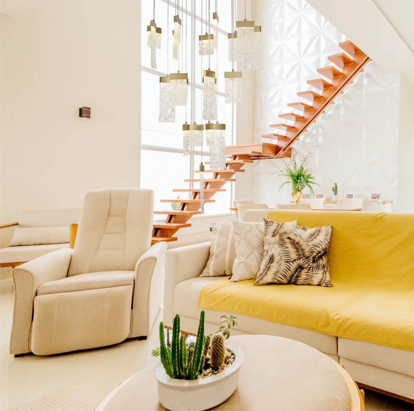 Delamere Pendant Round 5m, 21 x 4.5W LED, 3000K, 3360lm, Painted Brushed Gold, 3yrs Warranty